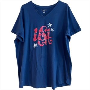 WOMAN WITHIN USA Navy Top  Size 1X